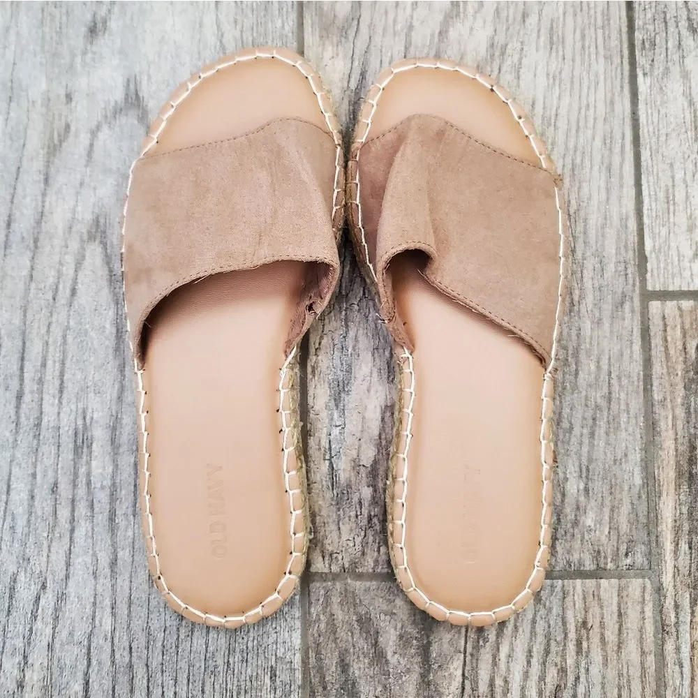 NWOT Old Navy Tan Espadrille Slides Girl's Size 6